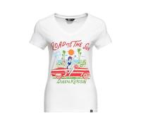 Queen Kerosin Damen T-Shirt Kurzarmshirt Print Shirt 50S Rockabella Vintage Retro Print California Pinup Road to The Sun