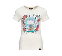 Queen Kerosin Damen T-Shirt · Top · Print · Printshirt · Artwork · Druck · Maneki · Neko · Glückskatze · Japanisch · Tattoo · Roses · Cat · Retro · Vintage · Rundhals · Elastan · Slim Fit · Lucky Cat