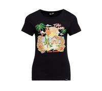 Queen Kerosin Damen Basic T-Shirt "Tiki Lagoon" QKU41012 Black-M