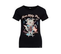 Queen Kerosin Damen T-Shirt Rockabilly Kitty 50S Slim Fit Front-Print Retro Vintage Rock'n'roll Cat Comic Art Purr Kitty Purr