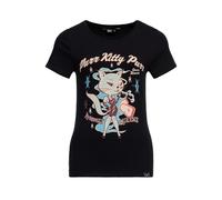 Queen Kerosin Damen T-Shirt Rockabilly Kitty 50S Slim Fit Front-Print Retro Vintage Rock'n'roll Cat Comic Art Purr Kitty Purr