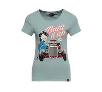 Queen Kerosin Damen T-Shirt Rockabilly Rockabella 50S Slim Fit Front-Print Retro Vintage Hot Rod Rock'n'roll Work Wear 1950 Custom Garage Built It Up!