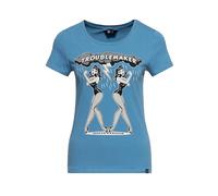 Queen Kerosin Damen T-Shirt Rockabilly Rockabella 50S Slim Fit Front-Print Retro Vintage Rock'n'roll 1950 Frauenpower