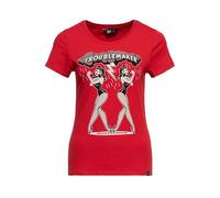 Queen Kerosin Damen Basic T-Shirt "Trouble Maker" QKI31002 Red-XXL