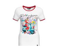 Queen Kerosin Damen T-Shirt Rundhals Kurzarm Slim Fit Kontrastfarben Figurbetont Italien Rom Rome Vintage Retro Ringer Contrast Print Artwork Rome for Lovers