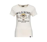 Queen Kerosin Damen T-Shirt · Shirt · Top · Mit Frontprint · Biker · Cat · Katze · Artwork · Druck · 50s · Motorcycle · Retro · Vintage · Rebel · Rundhals · Elastan · Slim Fit · Royal Kitten Club