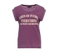 Queen Kerosin Damen T-Shirt · Top · Roll-up Sleeves · Washed · T-Shirt · Ärmellos · Biker · Rocker · Print · Motorrad · Vintage · Used · Look · Meliert · Queen of Fucking Everything