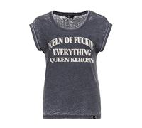Queen Kerosin Damen T-Shirt · Top · Roll-up Sleeves · Washed · T-Shirt · Ärmellos · Biker · Rocker · Print · Motorrad · Vintage · Used · Look · Meliert · Queen of Fucking Everything