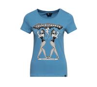 Queen Kerosin Damen T-Shirt Troublemaker blau XL