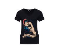 Queen Kerosin Damen T-Shirt „We Can Do It“ - Schwarz - Slim Fit S