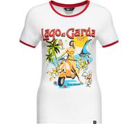 Queen Kerosin Damen Vintage Contrast T-Shirt "Lago Di Garda" QKU41004 Off White-XL