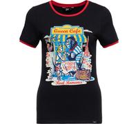 Queen Kerosin Damen Vintage Contrast T-Shirt "Queen Cafe" QKU41002 Black-S