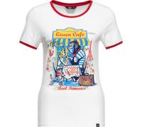 Queen Kerosin Damen Vintage Contrast T-Shirt "Queen Cafe" QKU41002 Off White-XS