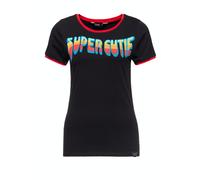 Queen Kerosin Damen Vintage Ringer T-Shirt Super Cutie schwarz XL