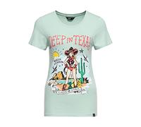 Queen Kerosin Damen Vintage Shirt T-Shirt Slim Fit Frontprint Kurzarm Retro Cowgirl Queen Texas Deep In Texas