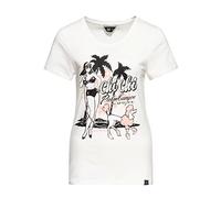 Queen Kerosin Damen Vintage Shirt T-Shirt Slim Fit Frontprint Kurzarm Retro Poodle Pin-Up Beach Chi Chi Beach Poodle