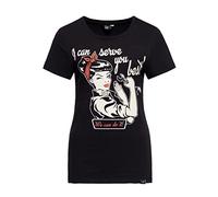 Queen Kerosin Damen Vintage Shirt T-Shirt Slim Fit Frontprint Kurzarm Retro Vintage Mechanic Rockabella I Can Serve You
