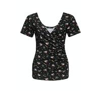 Queen Kerosin Blusentop mit Vintage All-over-Print, schwarz, S schwarz