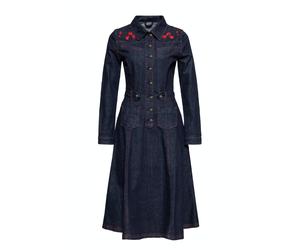Queen Kerosin Damen Western Swing Kleid Roses Denim XS