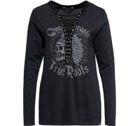 Queen Kerosin Indian Rider Queen Damen Langarmshirt, schwarz, Größe XS