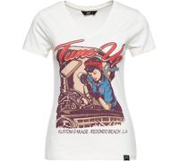 Queen Kerosin Kurzarm Shirt mit trendigem V-Ausschnitt QK4195358075 Offwhite-L