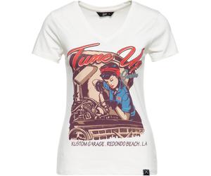Queen Kerosin Kurzarm Shirt mit trendigem V-Ausschnitt QK4195358075 Offwhite-XXL