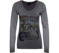 Queen Kerosin Slim Fit Longsleeve mit Retro-Print und Oilwash-Effekt QK4205558413 Anthrazit-XL