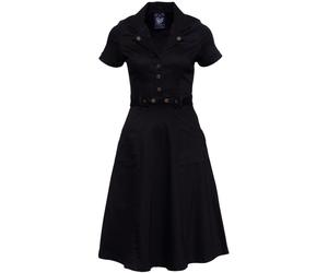 Queen Kerosin Swingkleid mit Rock in A-Linie und Buttonfly in der Front QK5201015000 Schwarz-L