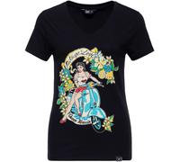 Queen Kerosin Vintage Love Damen T-Shirt, schwarz-mehrfarbig, Größe M
