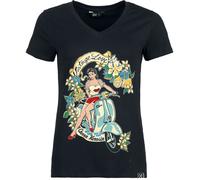 Queen Kerosin Vintage Love Damen T-Shirt, schwarz-mehrfarbig, Größe M