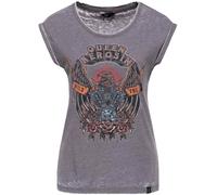 Queen Kerosin Wild & Free Damen T-Shirt, grau, Größe XL