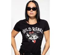 Queen Kerosin Print-Shirt mit Cartoon Print Wild Rebel, schwarz, XS schwarz