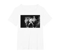 Queen Offizielles Freddie Mercury Live Schwarz- und Weißfoto T-Shirt, Damen Große Größen, Weiß, 3X