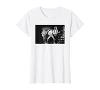 Queen Offizielles Freddie Mercury Live Schwarz- und Weißfoto T-Shirt, Damen, Weiß, L