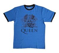 Queen Ringer T Shirt Classic Crest Band Logo Nue offiziell Unisex Blau XL