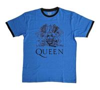 Queen Ringer T Shirt Classic Crest Band Logo Nue offiziell Unisex Blau XL