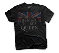 Queen T-Shirt in Vintage-Optik, Design: Union Jack, offizielles Lizenzprodukt - Medium - Schwarz