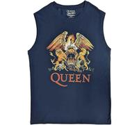 Queen Tank Top Muscle T Shirt Classic Crest Band Logo Nue offiziell Unisex Navy L