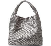 Queenoris Damen 1134 Tragetasche, Schultertasche, Handtasche, Silber