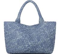Queenoris Gewebte Tasche für Damen, modische Schultertasche mit Tragegriff oben, veganes Leder, große Reisetasche, Denimblue, Medium