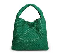 Queenoris Mode gewebte Geldbörse für Frauen Top-Griff Umhängetasche Weiche Sommer Hobo Tragetasche, Grün (Forest Green)
