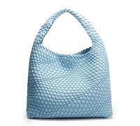 Queenoris Mode gewebte Geldbörse für Frauen Top-Griff Umhängetasche Weiche Sommer Hobo Tragetasche, Himmelblau