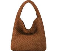 Queenoris Modische gewebte Geldbörse für Damen, Top-Griff, Schultertasche, weiche Sommer-Hobo-Tragetasche, braunes Wildleder, Medium