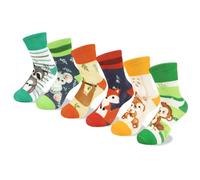 Queenshin Schulkind Socken Mädchen Kinder Bunt Lustige Cartoon Tier Neuheit Niedlich Eichhörnchen Fuchs Affe Crew Socken 6 Paar Geschenke 3-5 Jahre Größe 25-27 Atmungsaktiv Weich