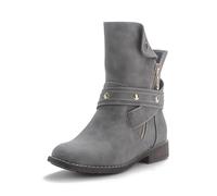 Queentina Damen Stiefeletten warm gefüttert Nieten Boots Biker Stiefel BH201 Grau 37