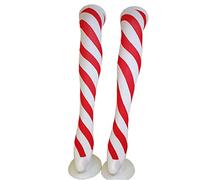 QUEENYARD Damen Candy Cane Oberschenkelstrümpfe weiß gestreift Overknee Strümpfe, rot / weiß, Einheitsgröße