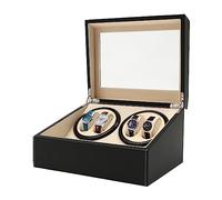 Queeucaer Automatisch Uhrenbeweger Uhrenbox Uhrenkasten Watchwinder Box für 4+6 Automatik Drehung Leder Holz Uhrenbeweger Aufbewahrungsvitrine Vitrine Schwarz