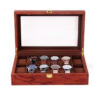 Queeucaer Vintage Uhrenbox,Uhren Aufbewahrungskiste Uhrenbox Vitrine Schmuckkoffer Uhrengehäus Uhrenkasten Uhren Anzeige Kasten High-End-Holz,für Uhren,Ringe,Armbänder Uhren und Schmuck