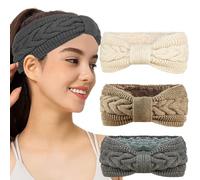 QUEXLAI 3pcs Wollhaarband,Damen gestrickt warmes Stirnbands,Damen Winter gestricktes Stirnband,verdicktes Haarband,elastisches Stirnband,geeignet für Party,Versammlung,Skifahren,Outdoor-Sport