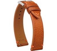 Quick Release Lederarmband, Öl Wachs Leder Uhrenarmbänder, Italienische Kalbsleder Uhrenarmbänder Ersatzband für Männer Frauen 16 18 19 20 21 22mm (18mm, Braun/Silberne Schnalle/Orange Kordel)